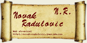 Novak Radulović vizit kartica